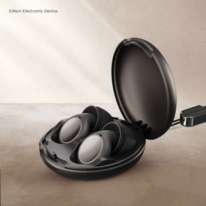 Man using NG EarSafe air conduction open ear wireless earbuds for safe listening outdoors