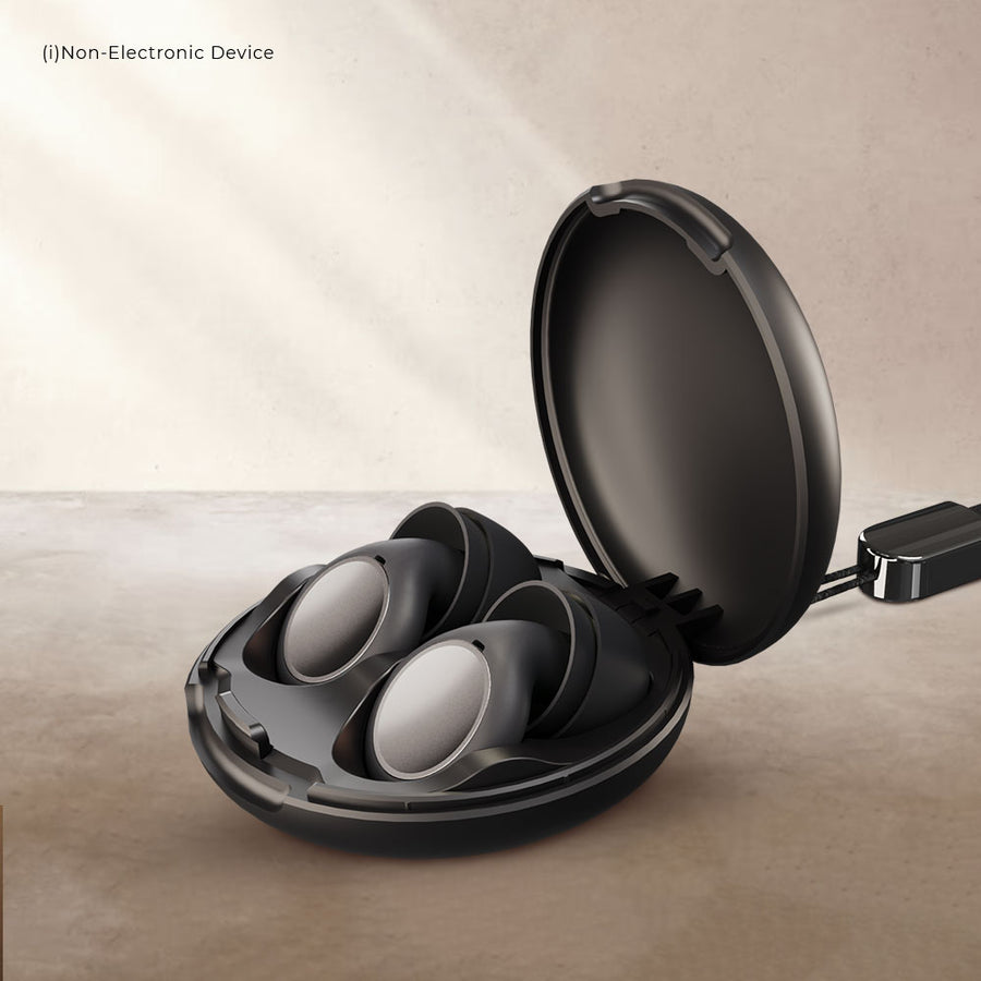 Man using NG EarSafe air conduction open ear wireless earbuds for safe listening outdoors