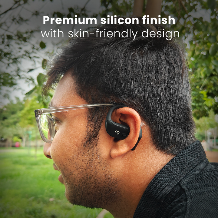 Open ear wireless earbuds in charging case with 9 plus 26 hours long battery life